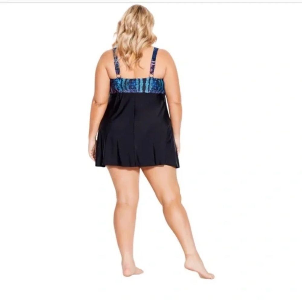 Avenue Women's Black Python Print Empire Swimdres… - image 2